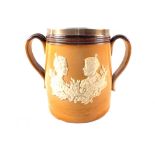 A Royal Doulton limited edition stoneware 1937 Royal loving cup with silver rim,