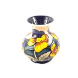 A boxed Moorcroft Pansy Parade pattern squat baluster vase circa 2006,