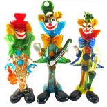 Three large Murano glass clowns