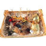 A collection of taxidermy exotic birds with part contents only of an original case/dome