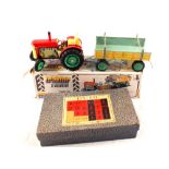 Boxed Chech Kaden tin plate tractor and trailer plus Dyso casino game