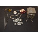 A metal jewellery casket,