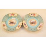 A pair of Meissen Ribbon plates with horses,