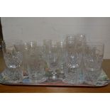 Various cut stem wine and other glasses (two trays)