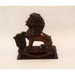 A 19th Century carved mahogany lion armorial with bee shield and motto 'Nec Sorte Nec Fato',