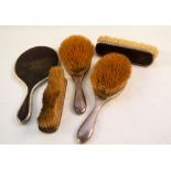 A silver and tortoiseshell brush and mirror set (as found)