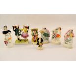 Seven small 19th Century Staffordshire figures