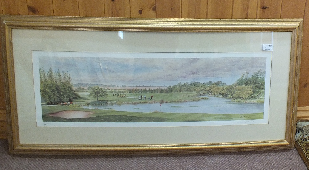 Dorothy Bishop watercolour of an angler, a limited edition signed golfing print, watercolours by P. - Image 6 of 7