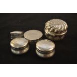 Three silver lidded boxes, two continental,