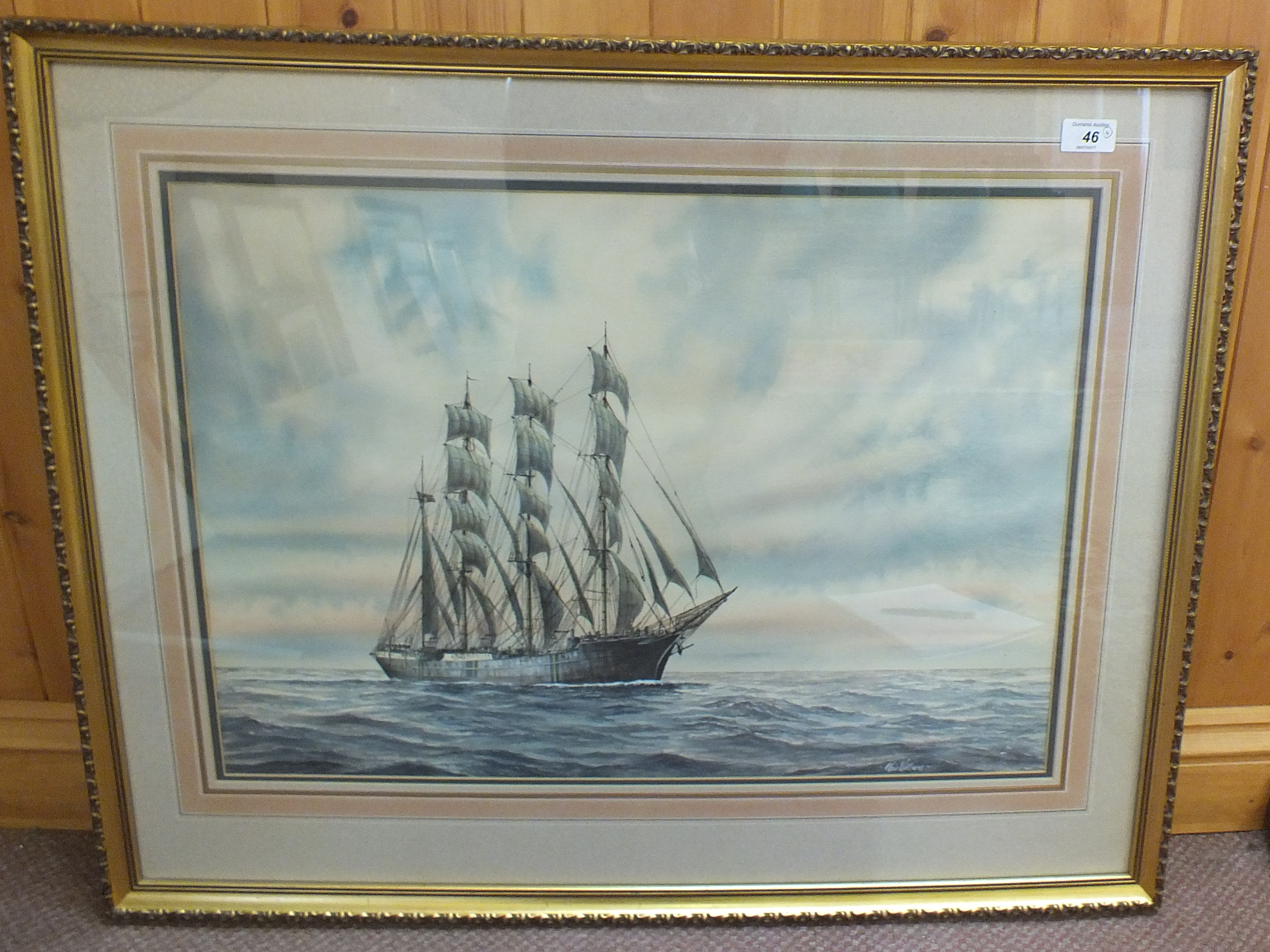 Chris Williams watercolour of a sailing vessel,