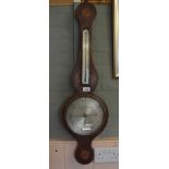 A 19th Century inlaid mahogany banjo barometer by F.C.