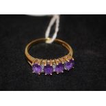 A 9ct gold amethyst and diamond ring,