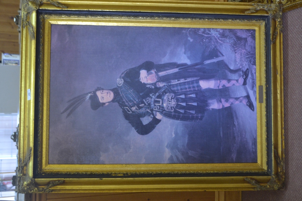 A large gilt framed print of a highlander plus three others - Image 2 of 4