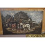 Attrib to Harden Sydney Melville, oil on canvas, logging cart with horses and figures,