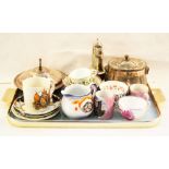 A selection of mixed china and silver plate items including Newhall tea bowl,