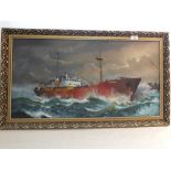 Richard Watts, oil on board of a fishing vessel Winkleigh,