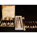 Six silver teaspoons plus other cutlery