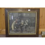 A large gilt framed print of a highlander plus three others