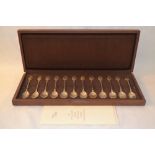 A cased set of twelve silver RSPB spoon collection