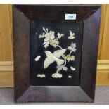 A pair of Shibayama bird decorated panels plus a Chinese mother of pearl landscape panel (some