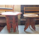 A Burmese red lacquer table and an Indian carved table