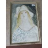 Peter Campbell (1931-1989), watercolour of lady head and shoulders wearing a hat, signed lower left,