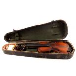 A cased 19th Century German violin and bow