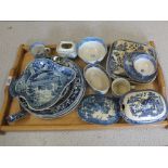 Various 19th Century blue and white china (some as found)