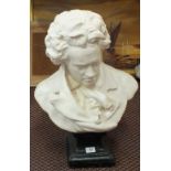 A plaster bust of a classical musician,