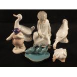 Royal Doulton figurine The Snowman D58, three Nao ducks,