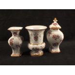 Three Samson armorial vases,