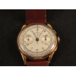 A gents 18ct gold chronograph Suisse wristwatch (as found)