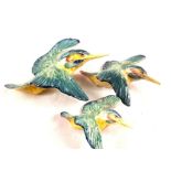 A set of three Beswick kingfisher wall plaques