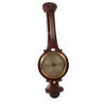 A 19th Century mercury banjo barometer in leaf carved rosewood case, signed H.B.