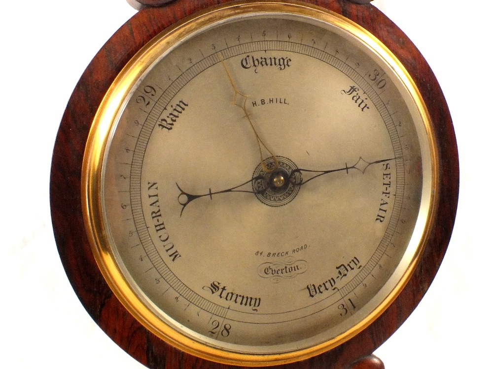 A 19th Century mercury banjo barometer in leaf carved rosewood case, signed H.B. - Image 2 of 2