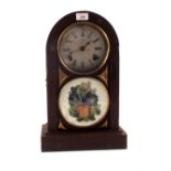 A Chinese Chetoo dome top clock with floral glass panel