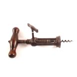 A Victorian steel and rosewood 'London Rack' corkscrew