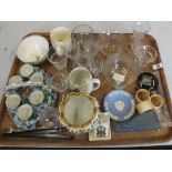 Various glass and china including Losol ware egg cruet (as found) plus other items
