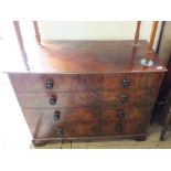 A 19th Century mahogany chest of two short and three book matched drawers