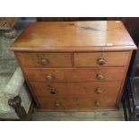 A Victorian pine chest of two short and three long drawers