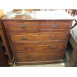 A Victorian mahogany chest of two short and three long drawers