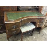 A reproduction mahogany five drawer dressing table on cabriole legs and dressing stool