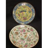 Two 19th Century Cantonese bird and floral plates