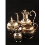 A silver plated four piece tea set