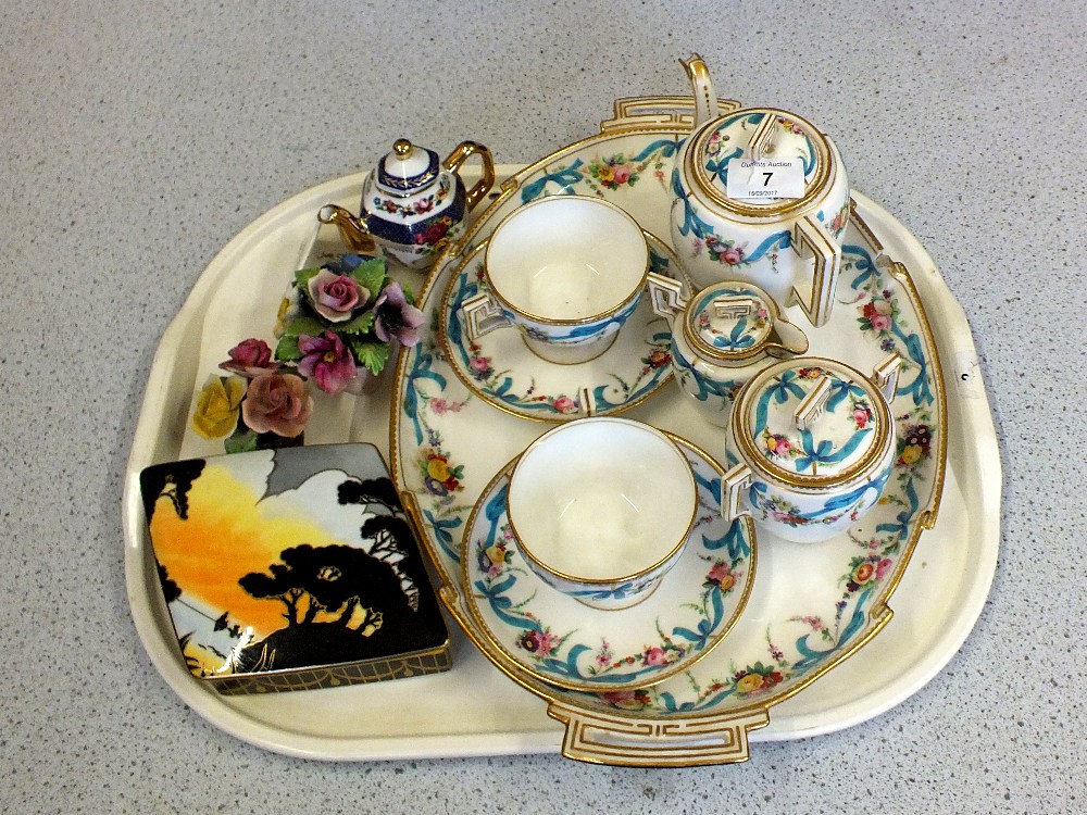 A 19th Century porcelain cabaret set (chipped tray) plus other china