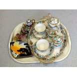 A 19th Century porcelain cabaret set (chipped tray) plus other china