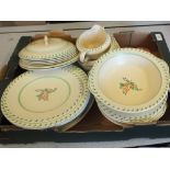 A Morley green and orange floral dinner set