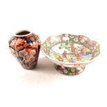 A 19th Century Imari vase plus a modern Chinese polychrome bowl