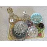 Items of glass to include four division decanter,