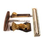 A 19th Century brass and steel fleem, pocket microscope,